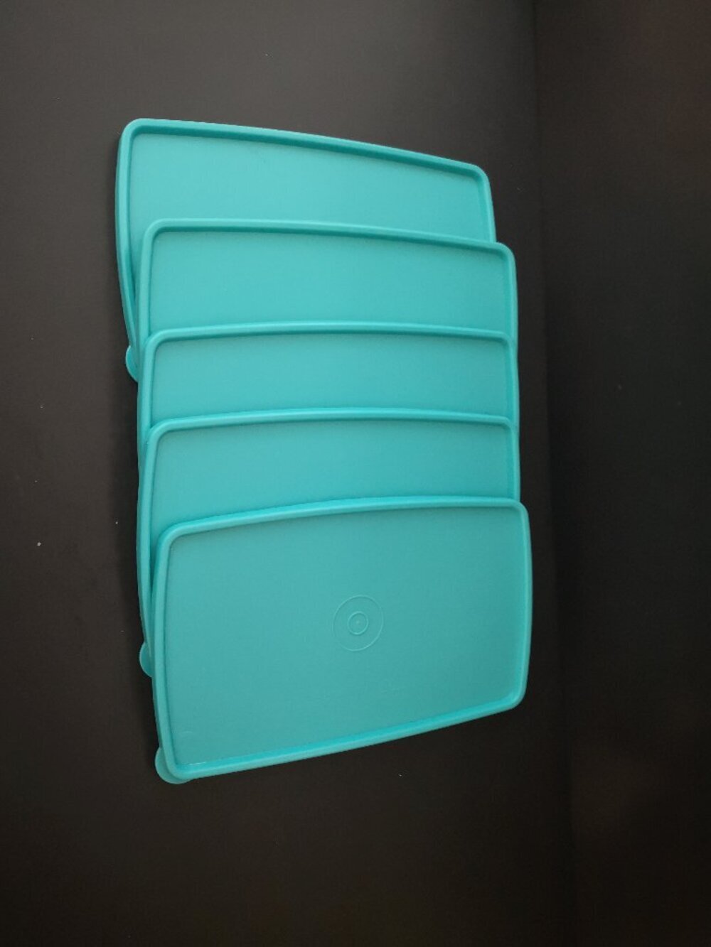 Tupperware Set of 5 Replacement Container Covers Only in Teal Blue #714-6